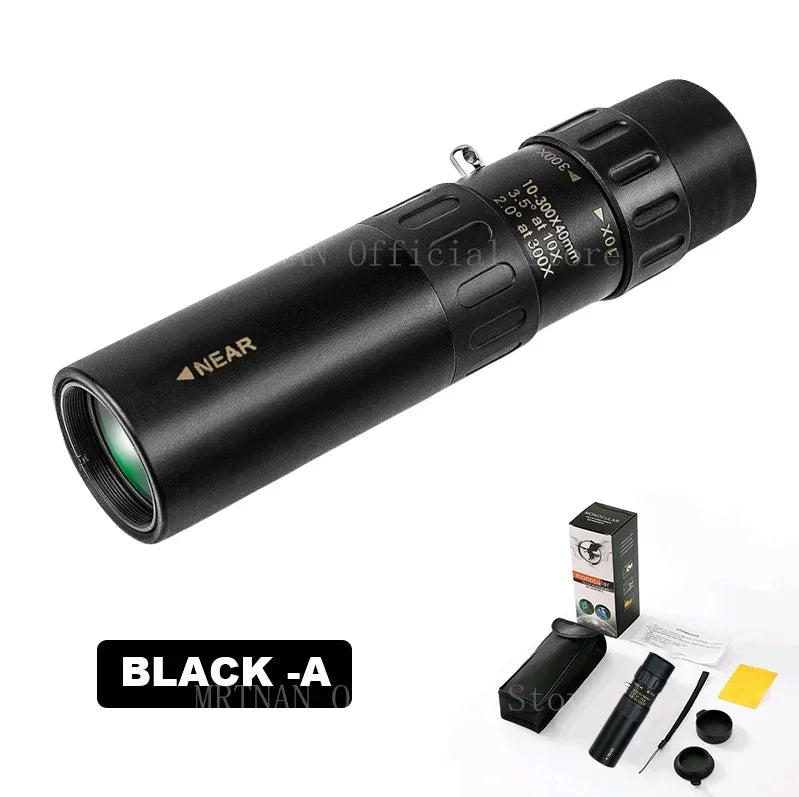 10-300X Phone adaptable Portable Metal Monocular Optics BushLine