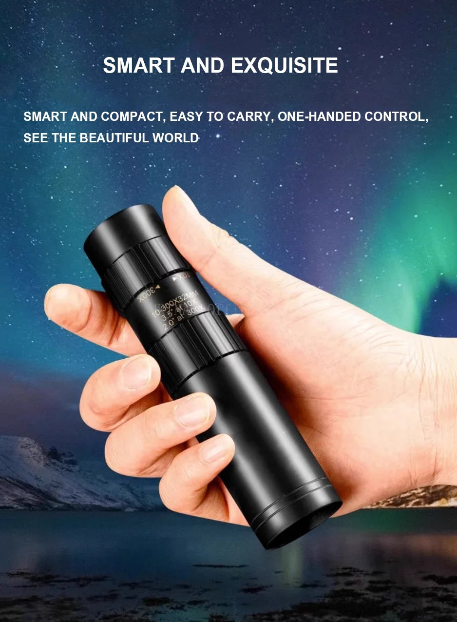 10-300X Phone adaptable Portable Metal Monocular HD 4K Optics