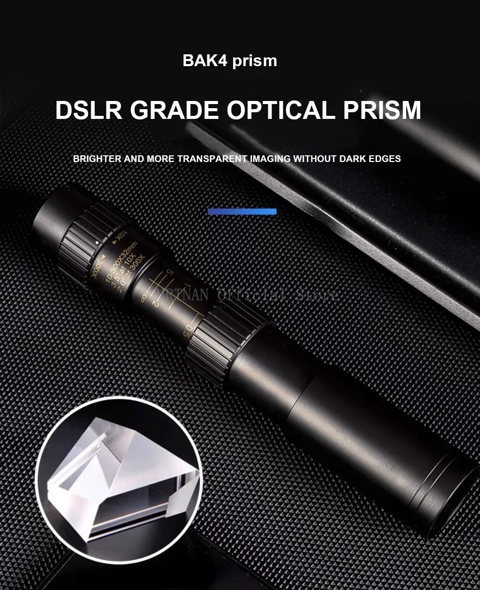 10-300X Phone adaptable Portable Metal Monocular HD 4K Optics