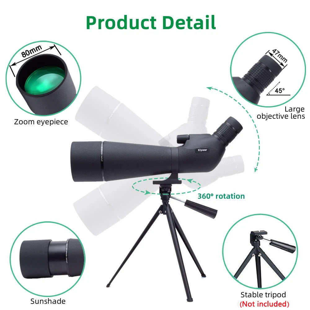 25-75x80 Spotting Monocular With Phone Adapter & Tripod monocular