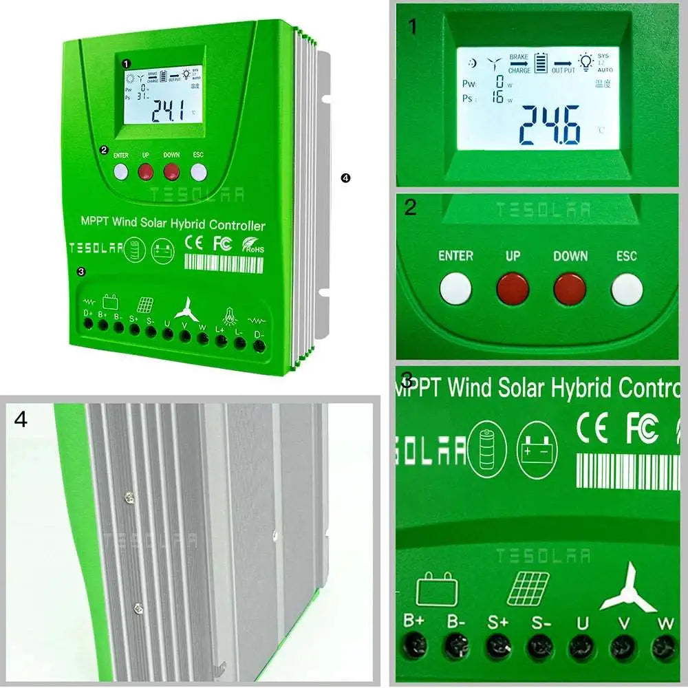500, 600, 800watt, 1kw & 1.2kw Hybrid Wind Solar Controller Wind Power BushLine