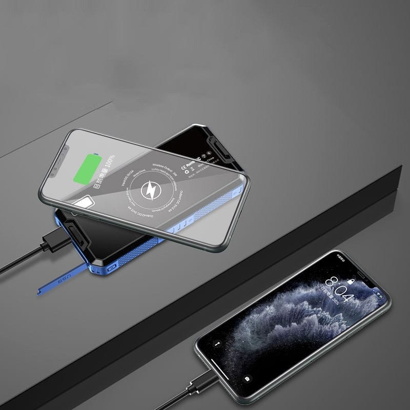 50000mAh Solar Power Bank Wireless Charger Outdoor External Battery Poverbank Portable Charger for iPhone 16 Samsung Powerbank wifi & wireless