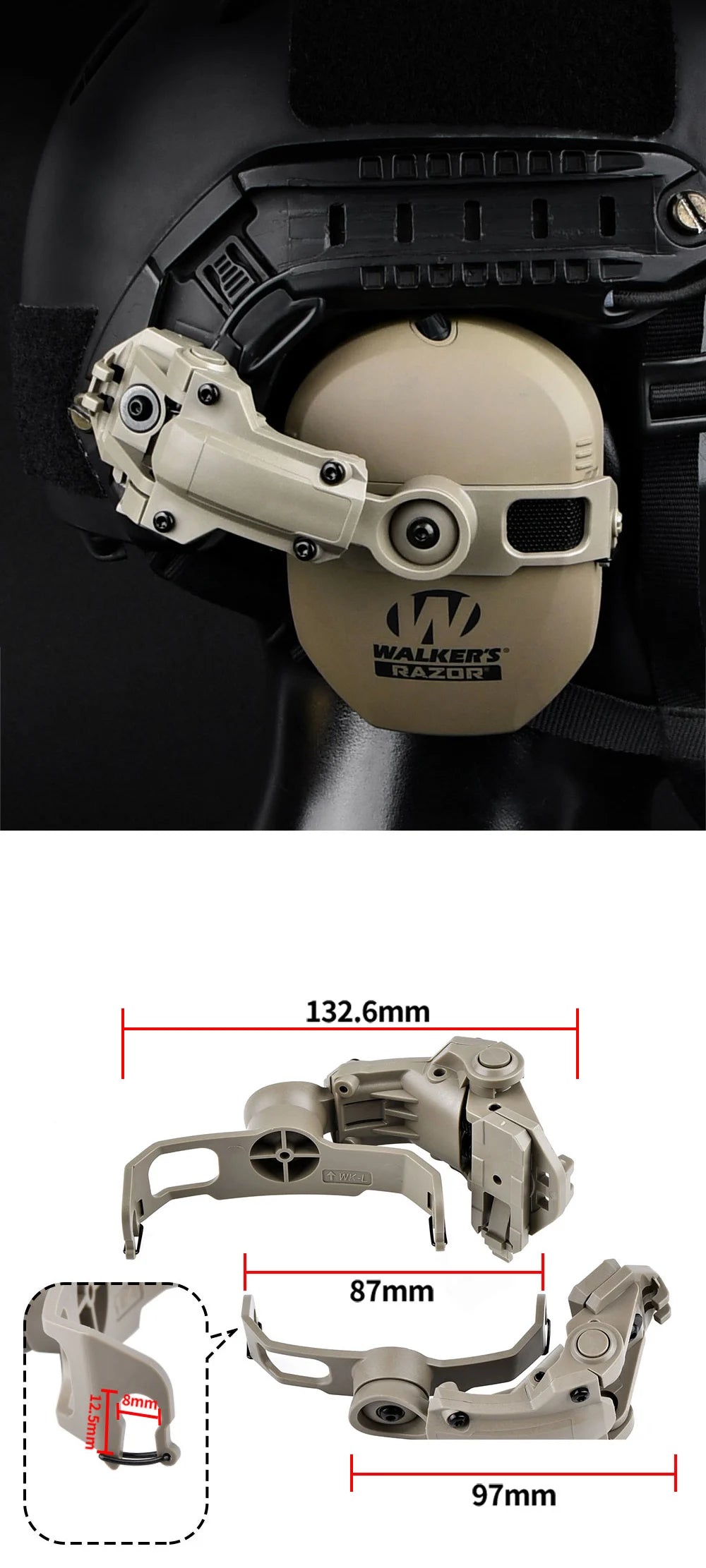 ARC Walker's Razor Headset Helmet Mount Bracket Adapter Helmet & Pack Accessories