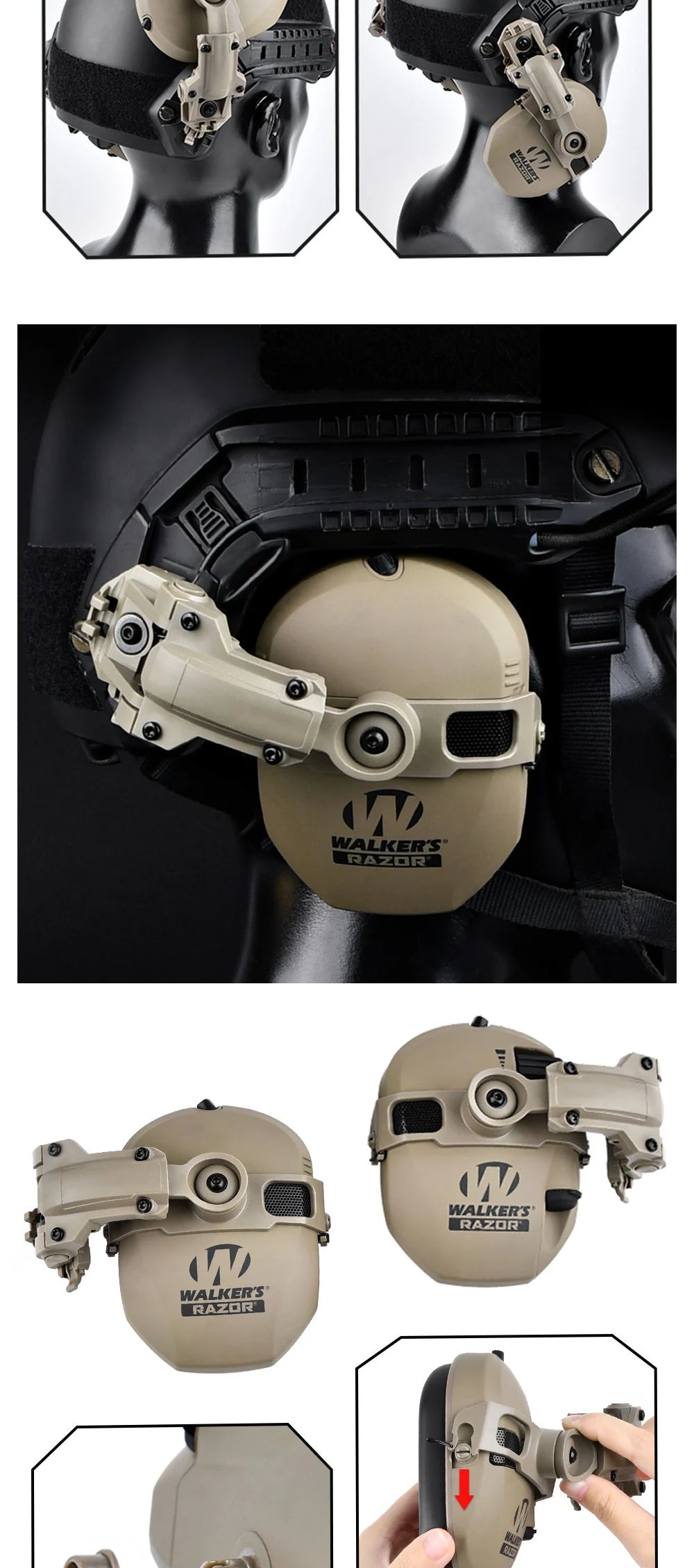 ARC Walker's Razor Headset Helmet Mount Bracket Adapter Helmet & Pack Accessories