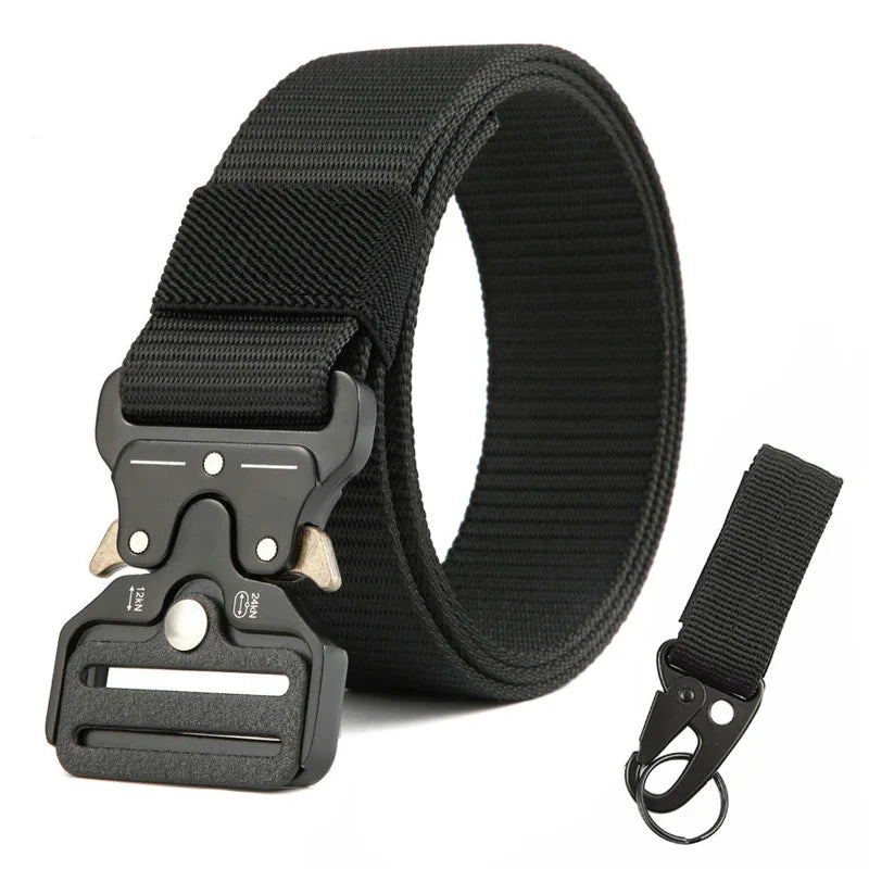 Adventure Quick Release Tactical Belt Clothing BushLine Black & Clip 125cm