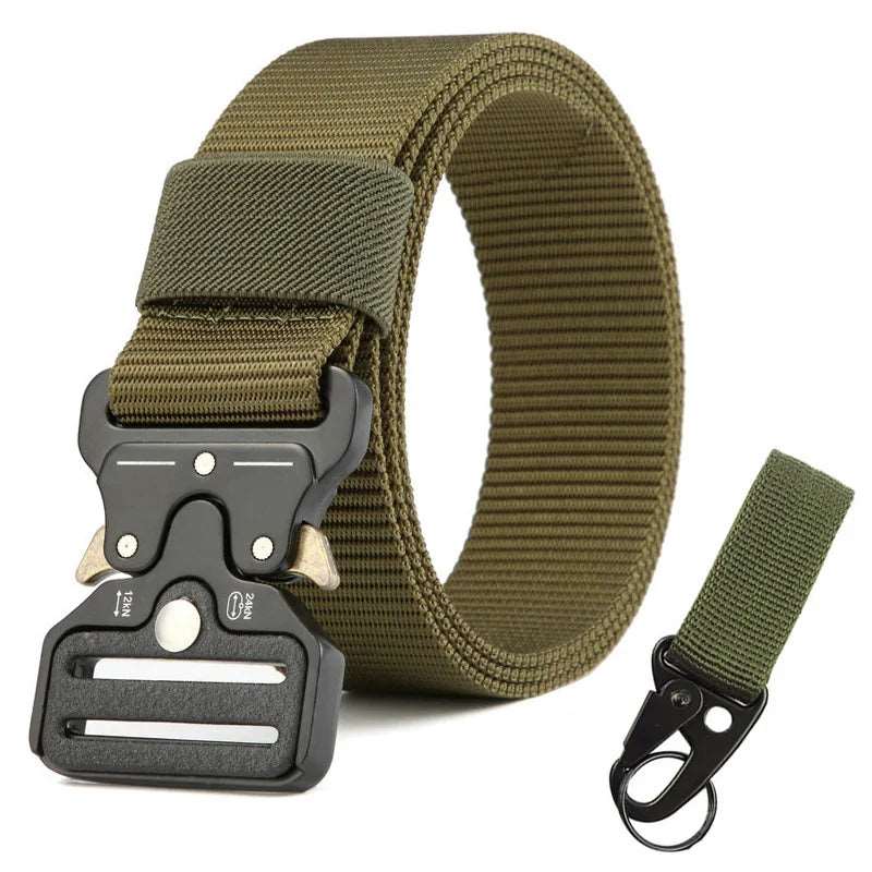 Adventure Quick Release Tactical Belt Clothing BushLine Green & Clip 125cm