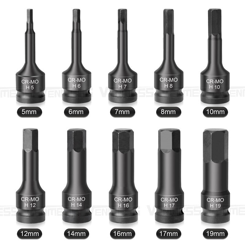 Allen Key 1/2" Impact Hex Head Bit Set Metric tools BushLine