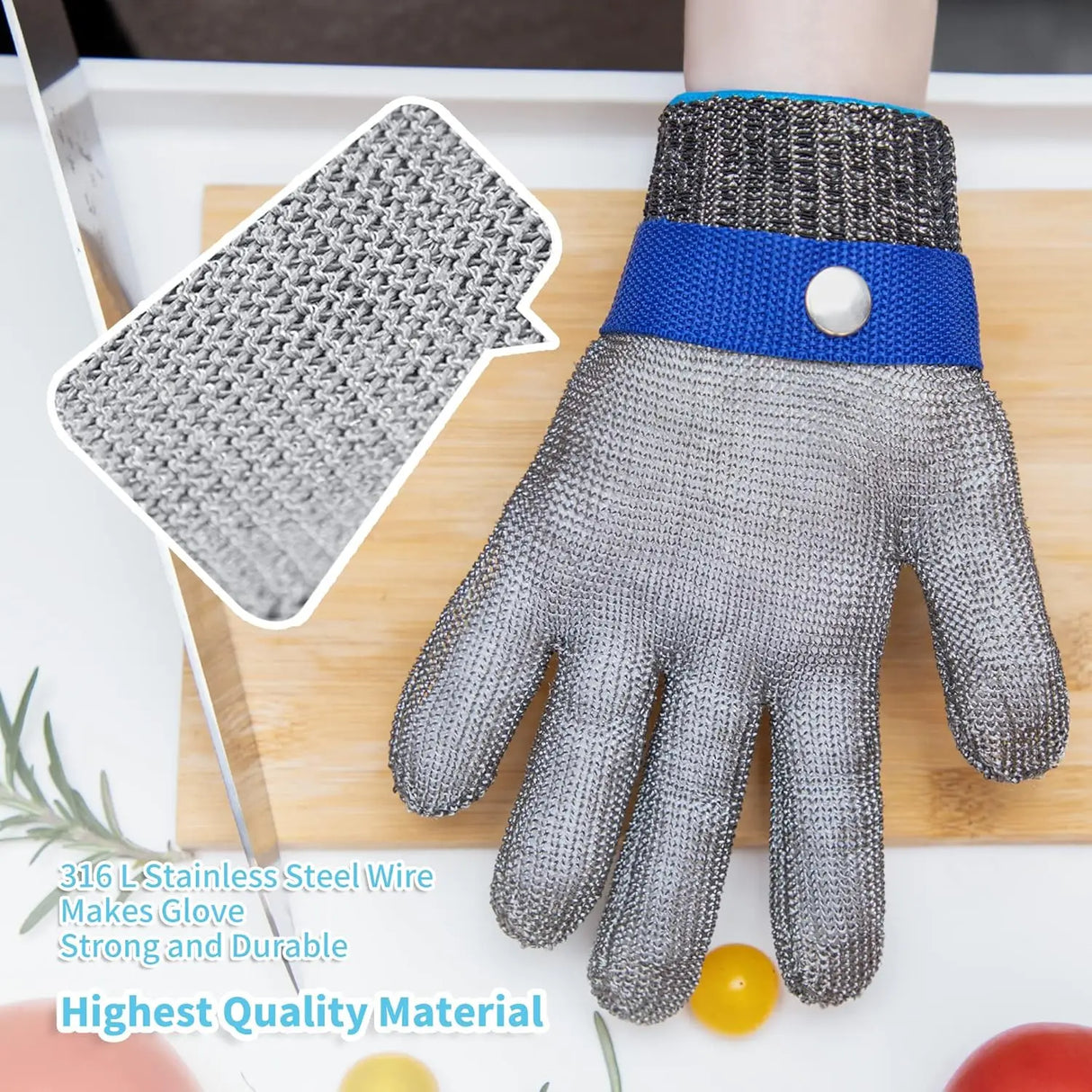Anti-Cut Gloves Stainless Steel Wire Metal Mesh Hi-Vis & Safety BushLine