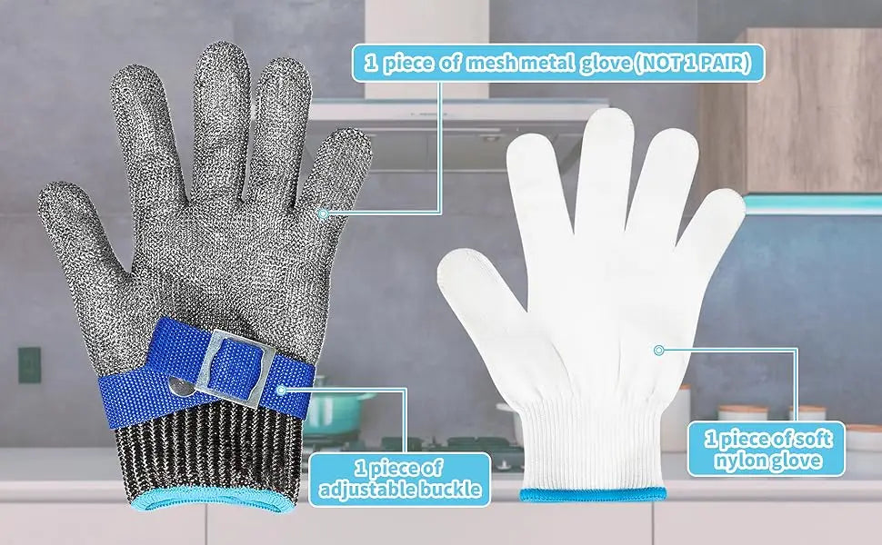 Anti-Cut Gloves Stainless Steel Wire Metal Mesh Hi-Vis & Safety BushLine