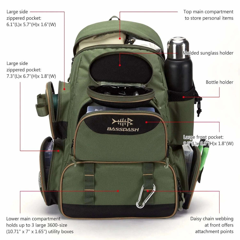 BassDash Fishing Tackle Backpack Multifunctional BackPacks