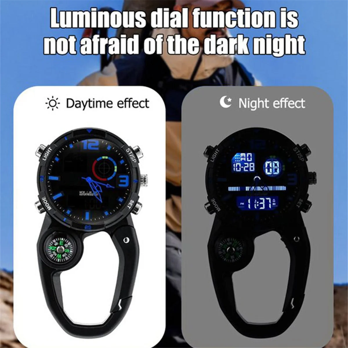Clip On Carabiner Digital Sports Watches Quartz Optics
