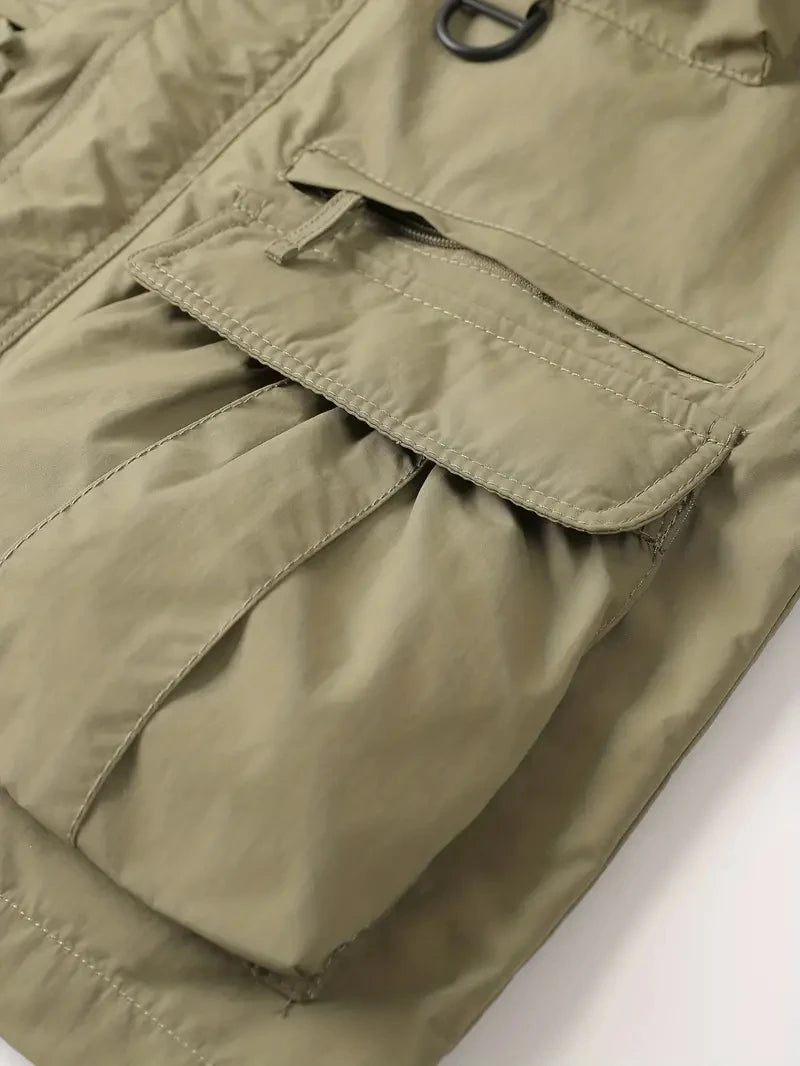 Detachable Sleeves & Hood Windproof Jacket Fleece Lined Workwear Outdoor Clothing BushLine