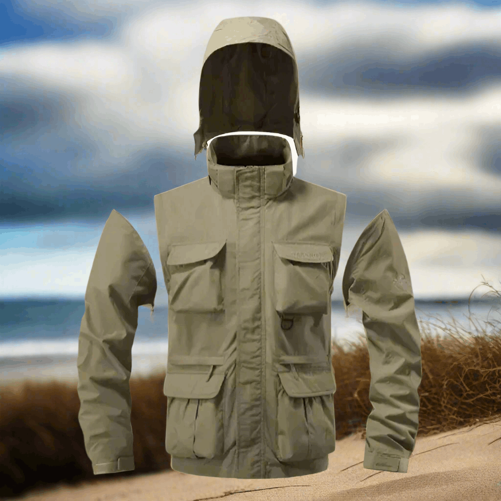 Detachable Sleeves & Hood Windproof Jacket Fleece Lined Workwear Outdoor Clothing BushLine