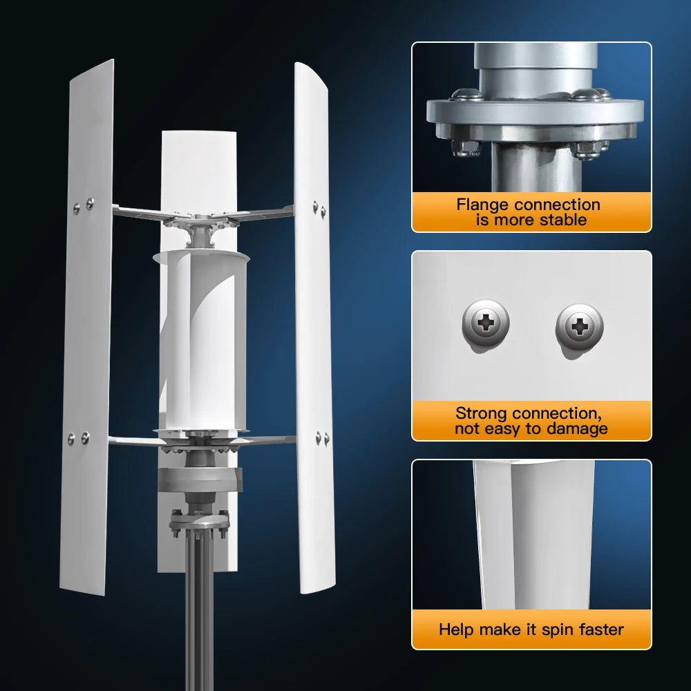 FH-3000watt 3Kw Vertical Wind Turbine 12V 24V 48V Three Blade Wind Power Vertical BushLine