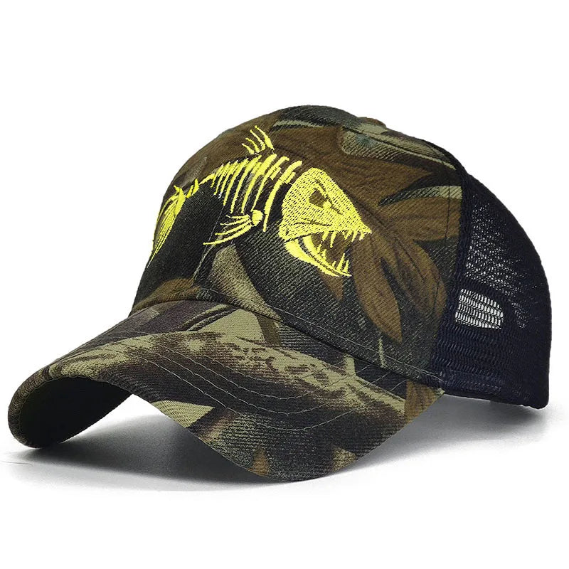 Fish Bone Camo Fishing Caps Cotton Jungle Hat Unisex caps BushLine