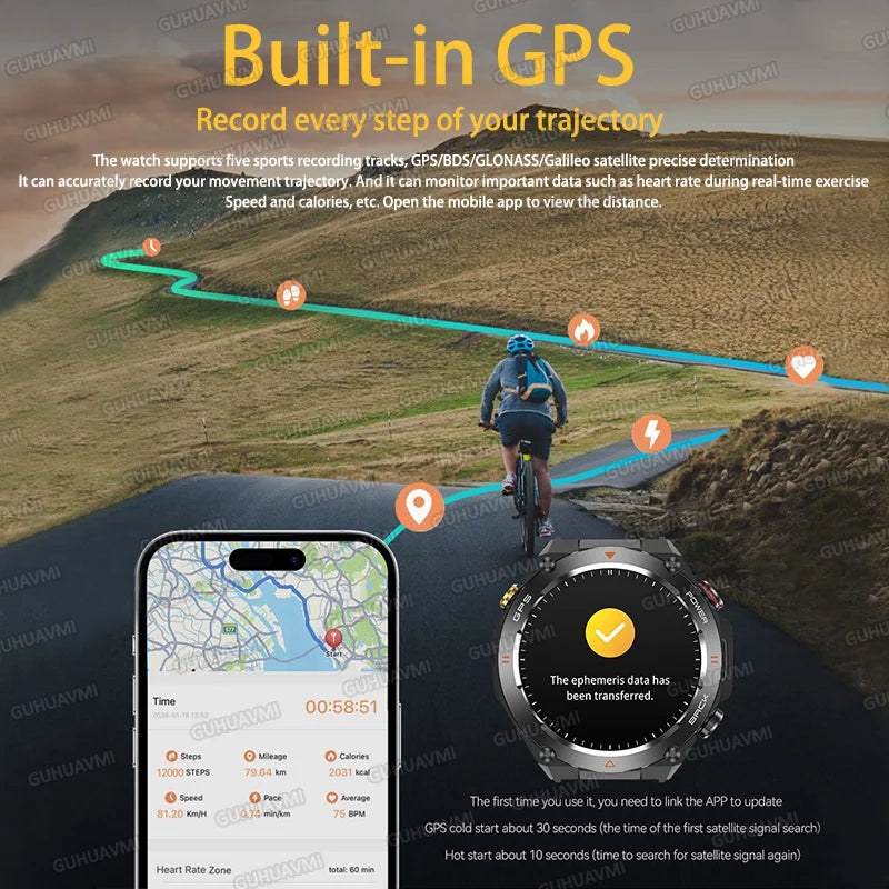 GPS Bluetooth GPS Smart Sports Watch 650mAh Battery Watchs