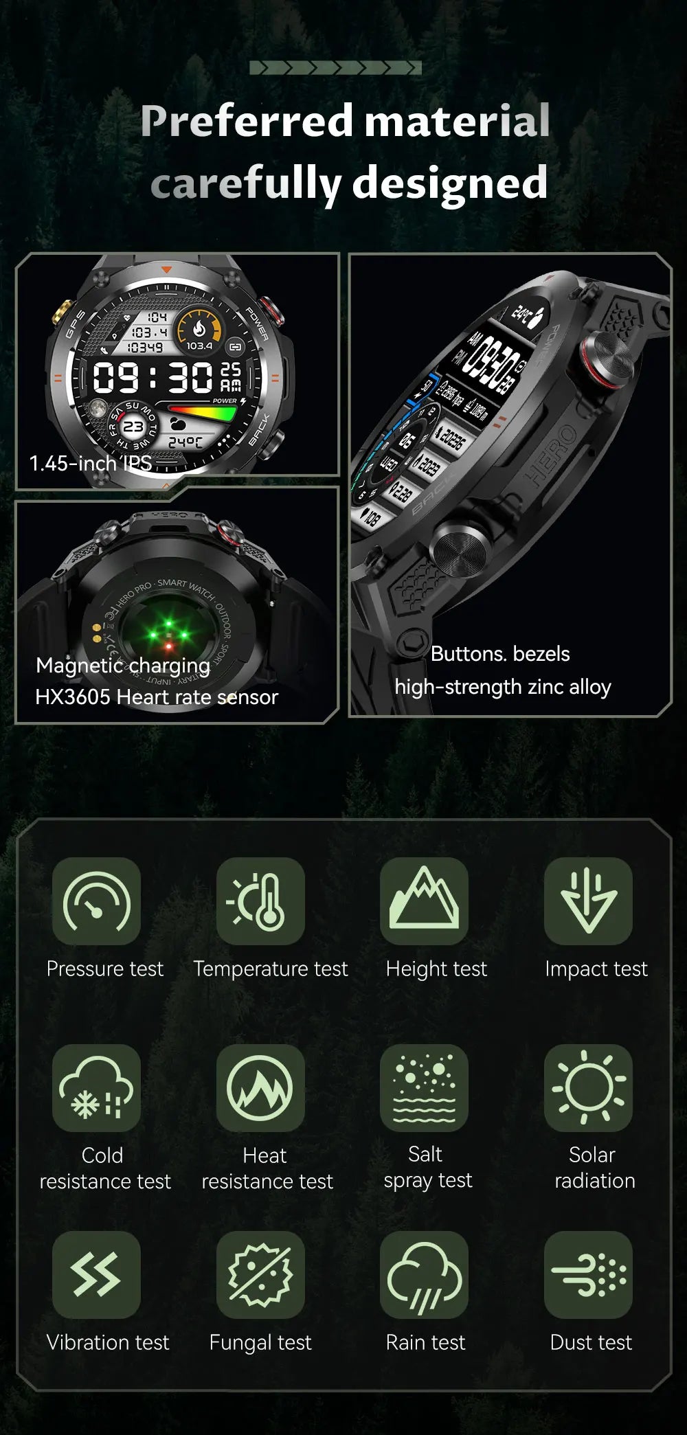 GPS Bluetooth GPS Smart Sports Watch 650mAh Battery Watchs