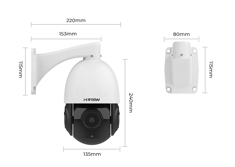 H.view 5MP 30X PoE PTZ Security Camera, Human Detection Security Cameras BushLine