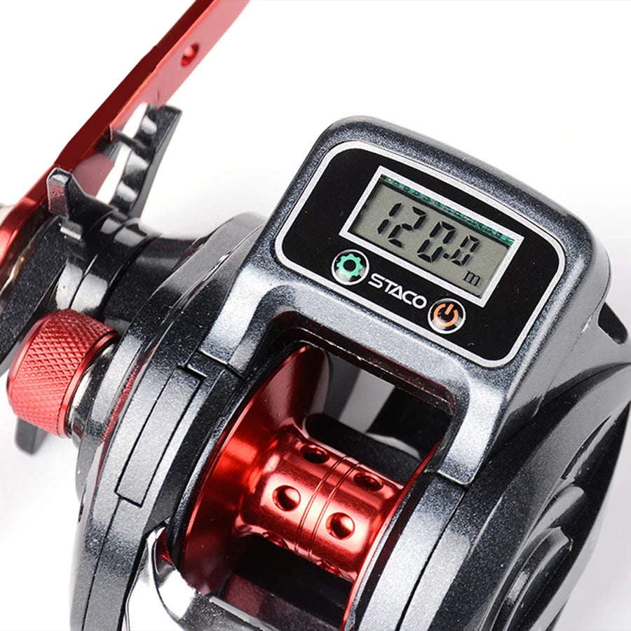 6.3:1 13+1BB Fishing Reel Left / Right Hand with Digital Display Marine & Fishing BushLine Left Hand