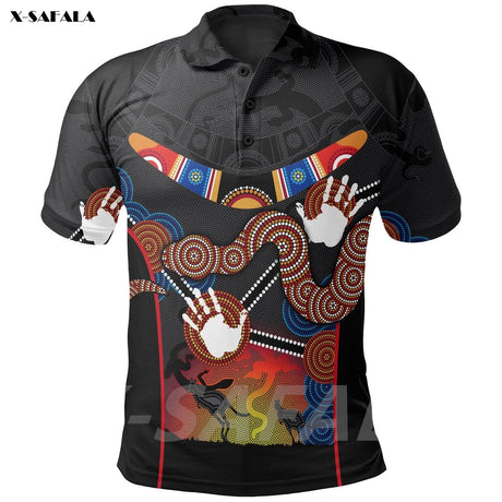 Indigenous Australia Polo Tee Shirt 15 3D Designs Outdoor Shirts & Tops BushLine 8 US  S 