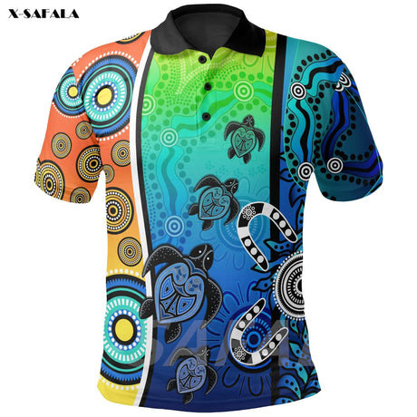 Indigenous Australia Polo Tee Shirt 15 3D Designs Outdoor Shirts & Tops BushLine 4 US  S 