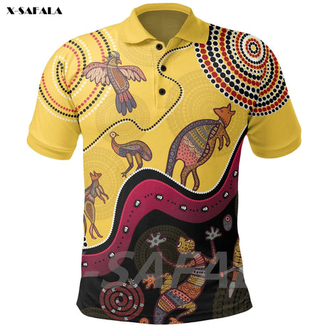 Indigenous Australia Polo Tee Shirt 15 3D Designs Outdoor Shirts & Tops BushLine 9 US  S 