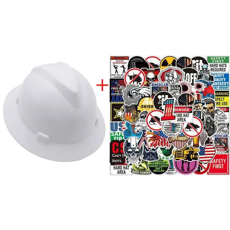 Hard Hat ANSI CE 50Pcs Waterproof DIY Stickers Hi-Vis & Safety BushLine White Set