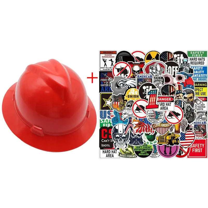 Hard Hat ANSI CE 50Pcs Waterproof DIY Stickers Hi-Vis & Safety BushLine Red Set