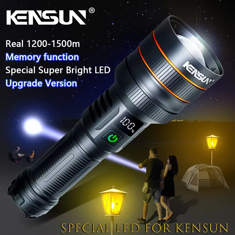 High Power LED Flashlight USB Rechargeable Powerful Tactical Torch Optics