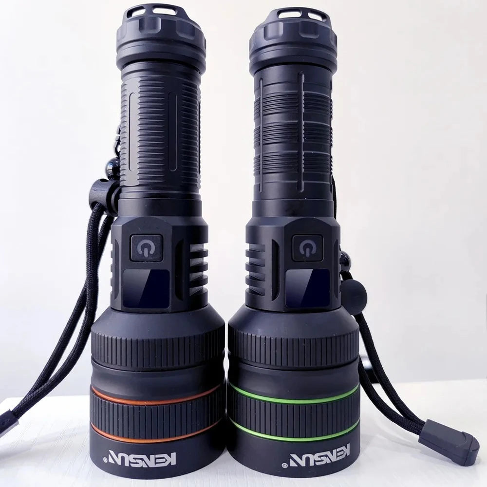 High Power LED Flashlight USB Rechargeable Powerful Tactical Torch Optics