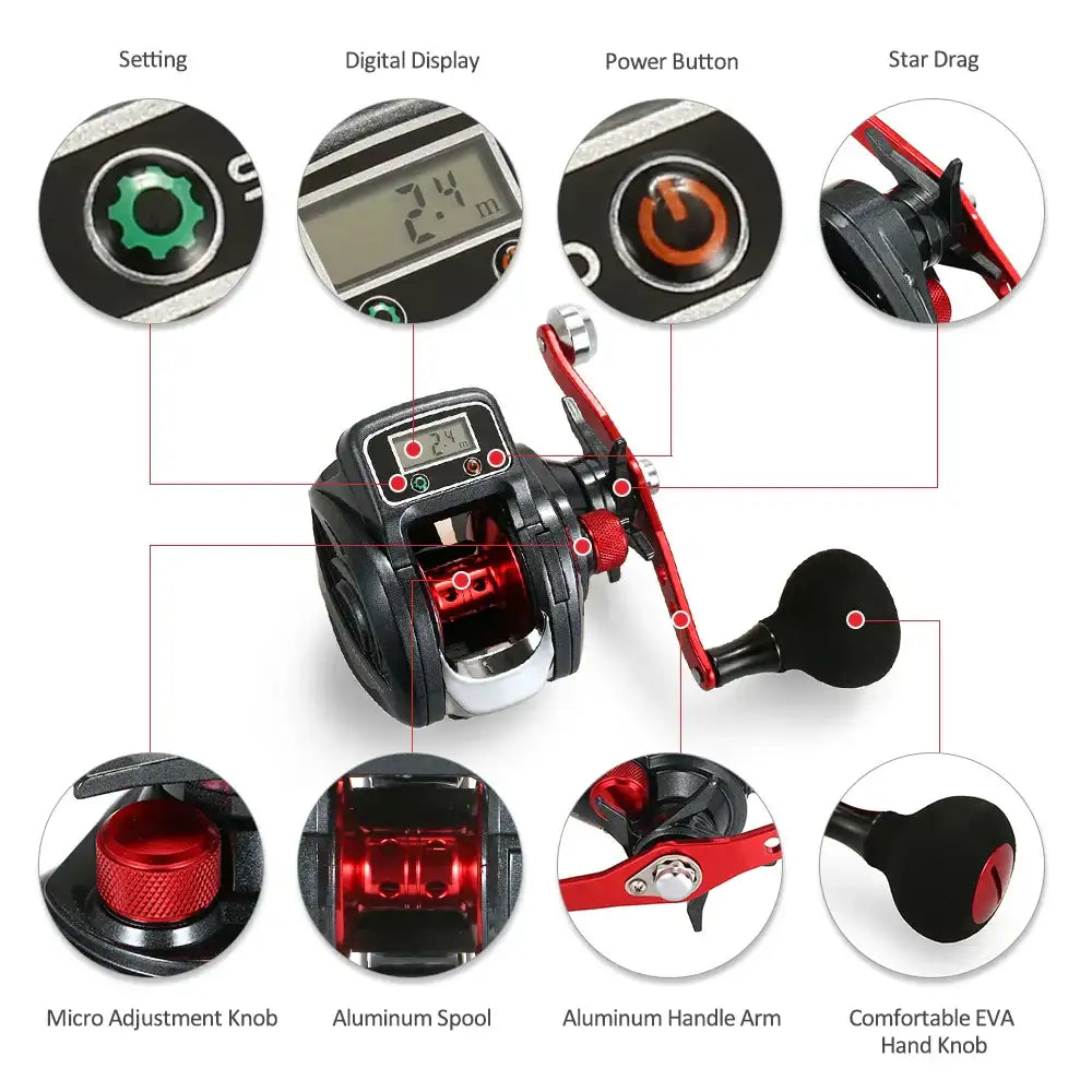 LED Line Counter Fishing Reel Left & Right Hand Marine & Fishing