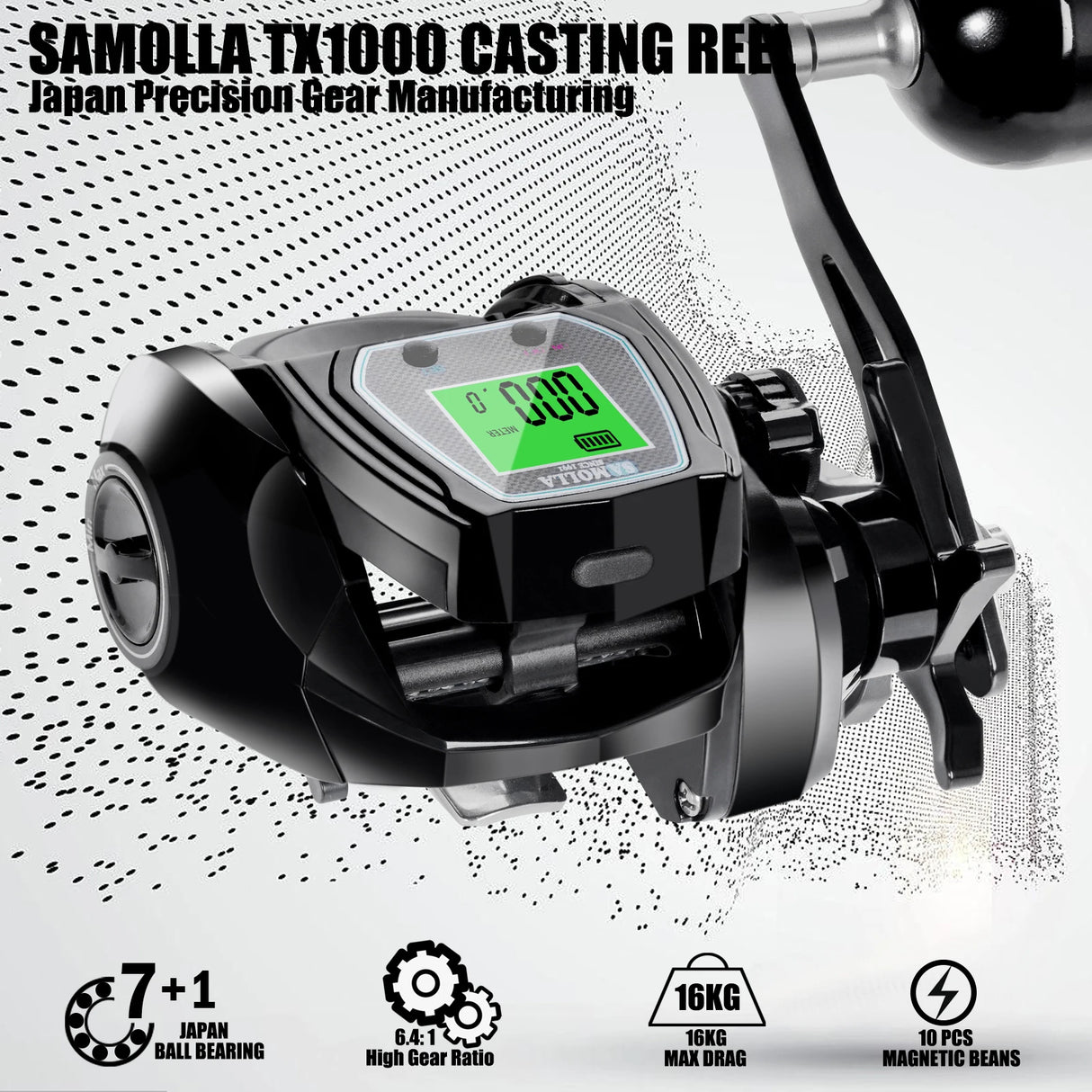 Large Deep Sea Electronic Fishing Reel 6.4:1 16KG Left or Right Hand Marine & Fishing BushLine