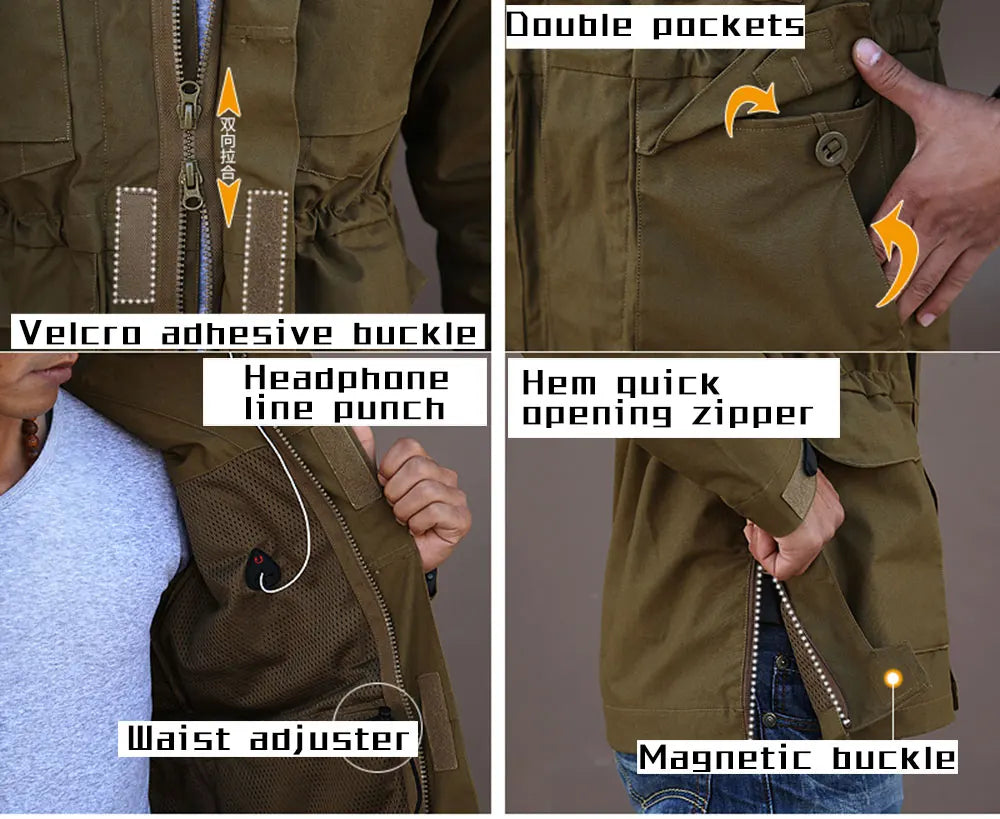 M65 Windbreaker Hunting Field Jackets Mens Winter/Autumn Waterproof Outdoor Clothing BushLine