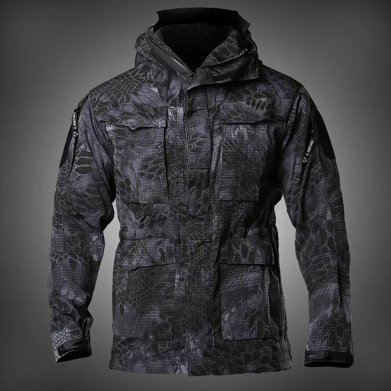 M65 Windbreaker Hunting Field Jackets Mens Winter/Autumn Waterproof Outdoor Clothing BushLine Kryptek Blac XXXL