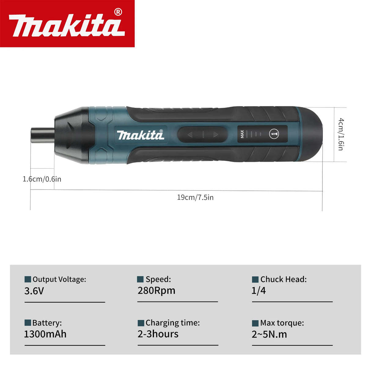 Makita Cordless Electric Screwdriver 1300mah Rechargeable Multi-tools BushLine
