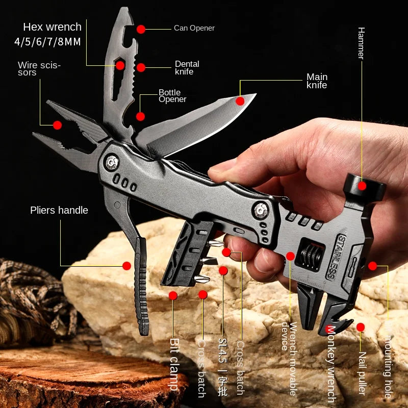 Multitool Pliers Hammer Adjustable Spanner Stainless Steel Multi-tools BushLine