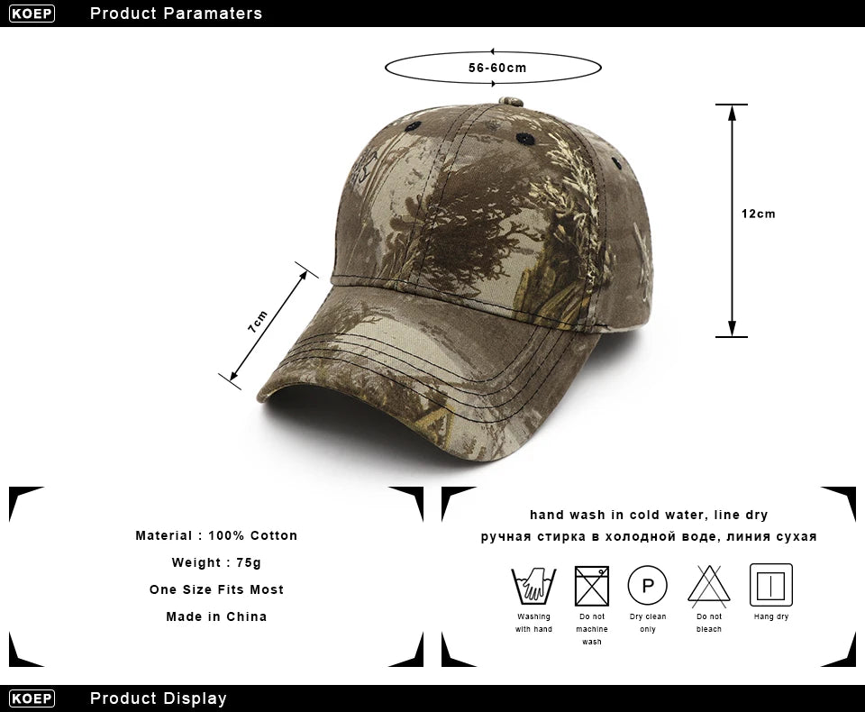 Outdoor Jungle Tree Camo Fishing Baseball Camouflage Hunting tactical hats BushLine