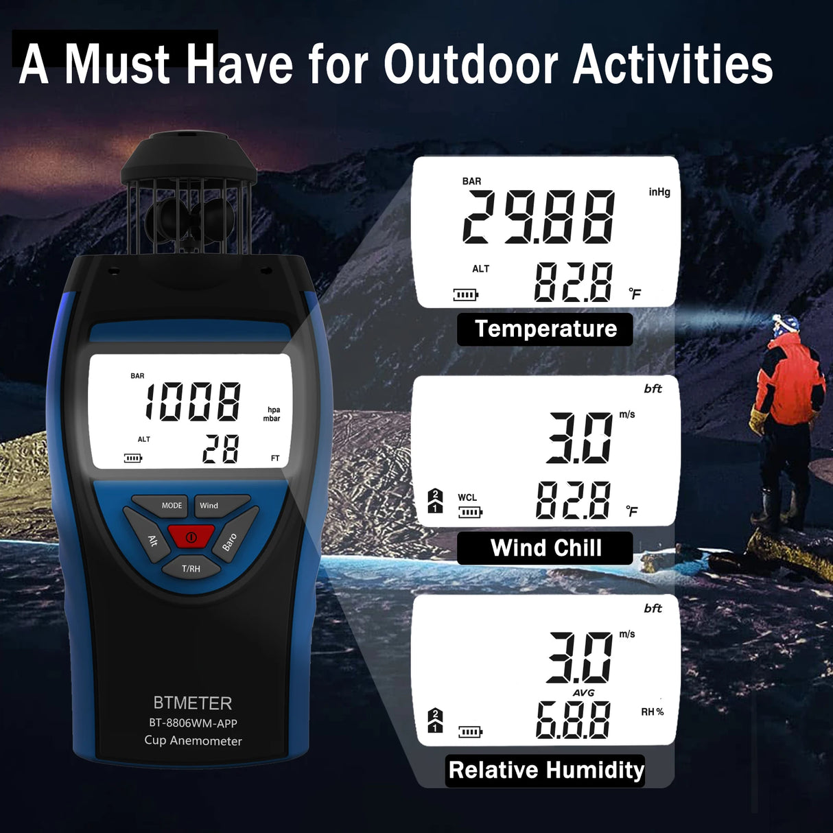 Portable Anemometer Digital Wind Speed Meter - APP Connectivity Wind Power