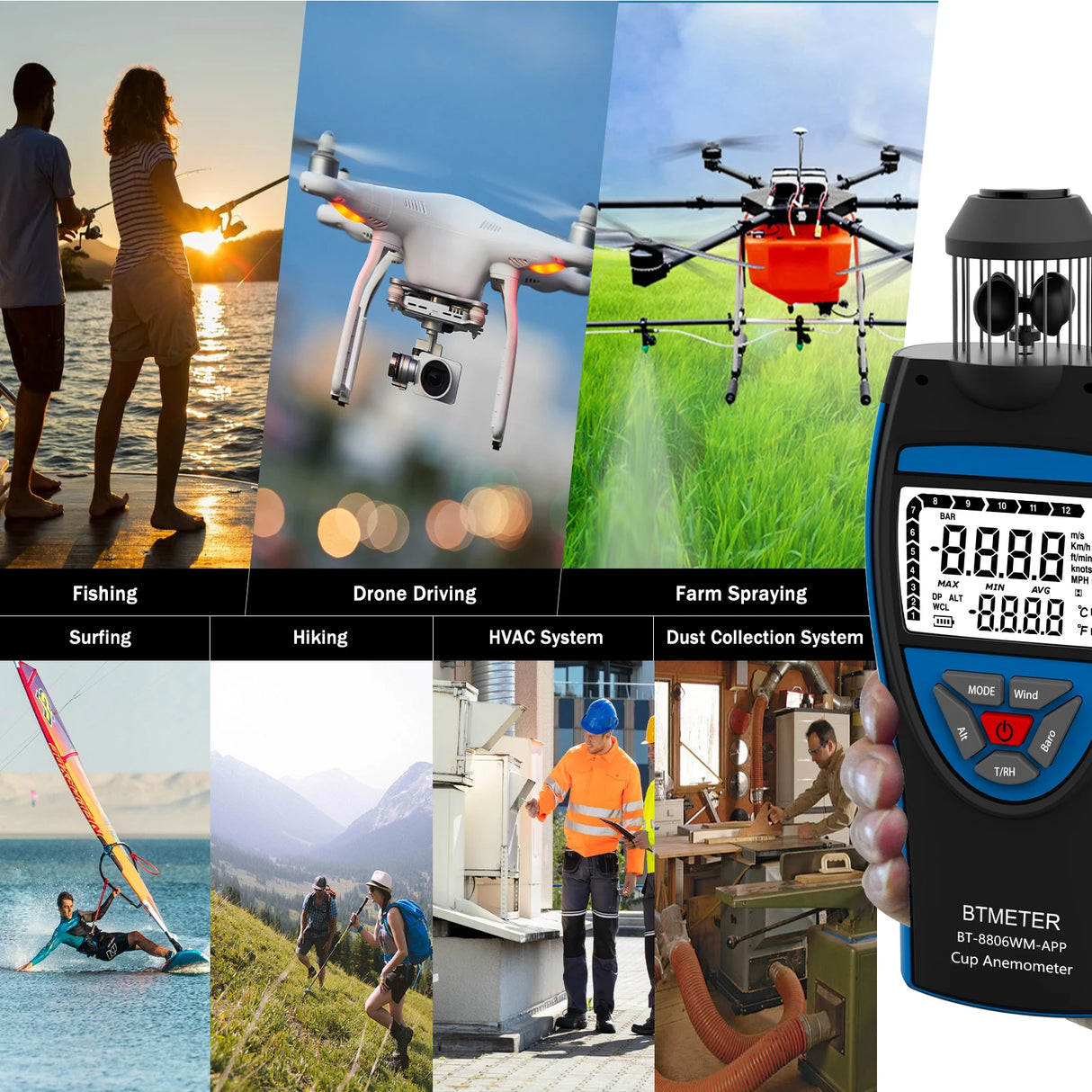 Portable Anemometer Digital Wind Speed Meter - APP Connectivity Wind Power