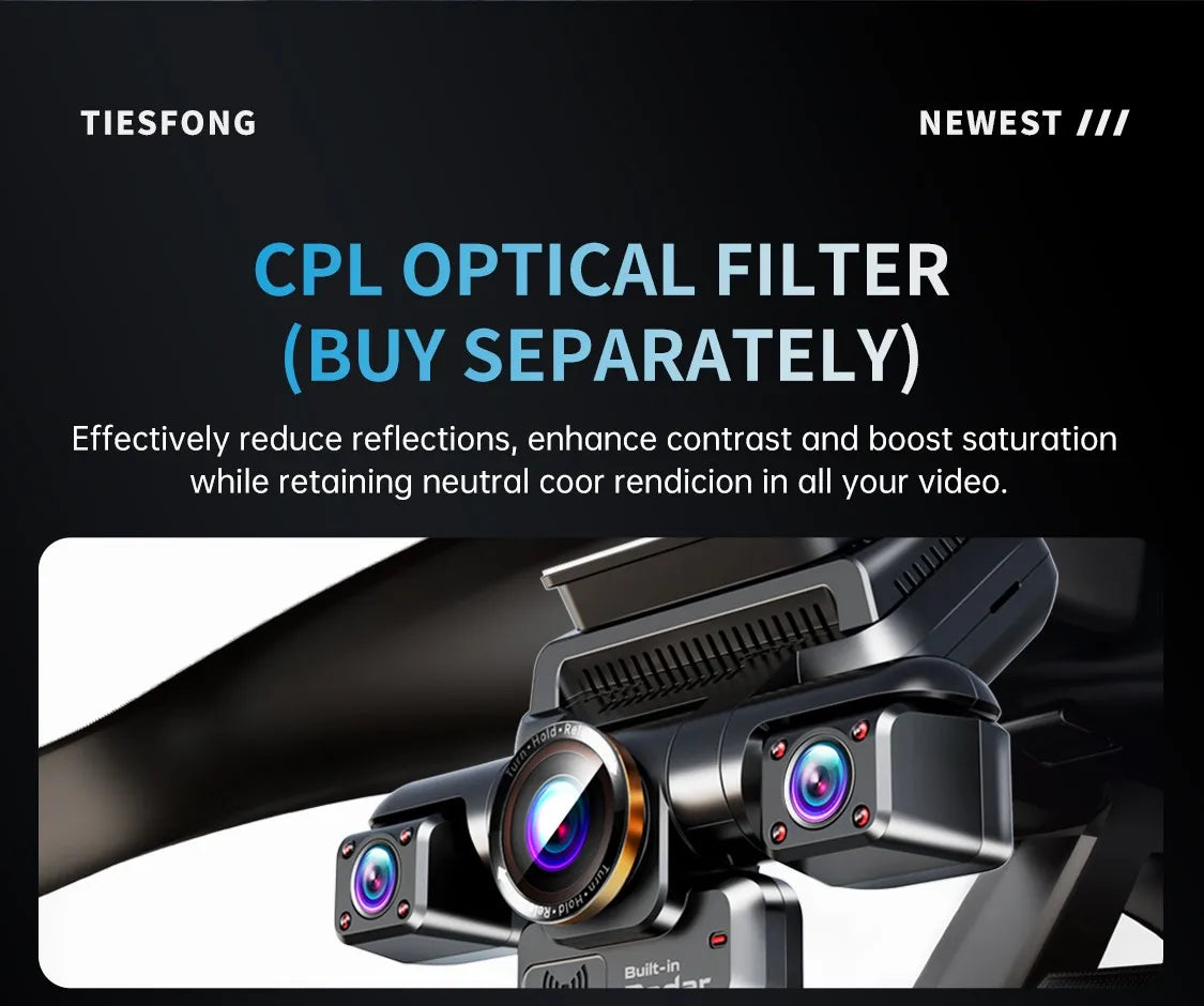 4CH GPS Radar Dash Cam 360° 24H Parking Monitor