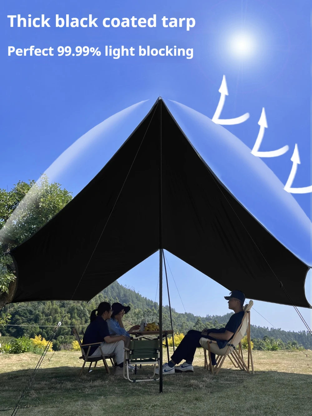 5.1 x 5.1m Tarp Waterproof Awning Shade Tent Shelter Sunshade Camping Equipment  BushLine