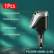 66W Super Fast Charge 1-to-3 Power to USB Automotive BushLine C With Type-c  