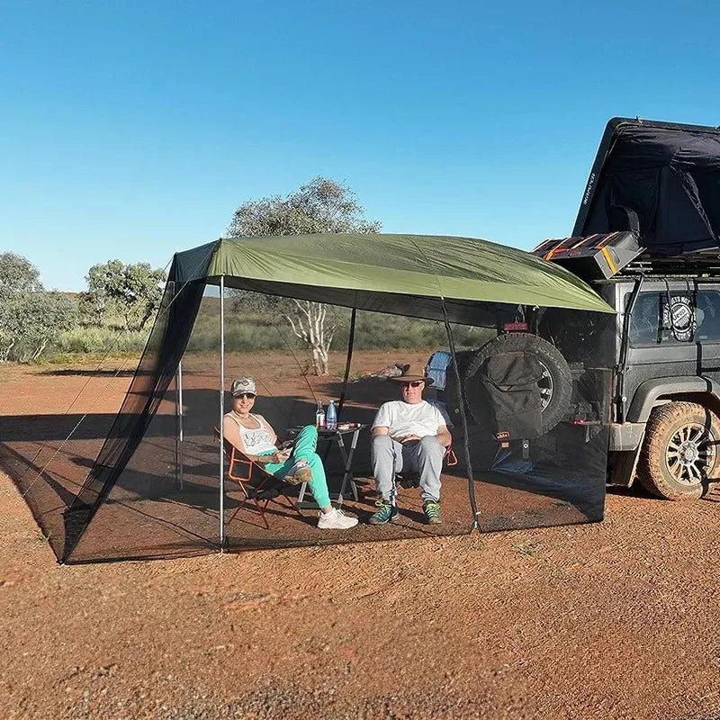 Camping Rear Tent, Mosquito Prevention and Sunshade, SUV Car 4x4 Camping Equipment BushLine armygreen 320x200cm