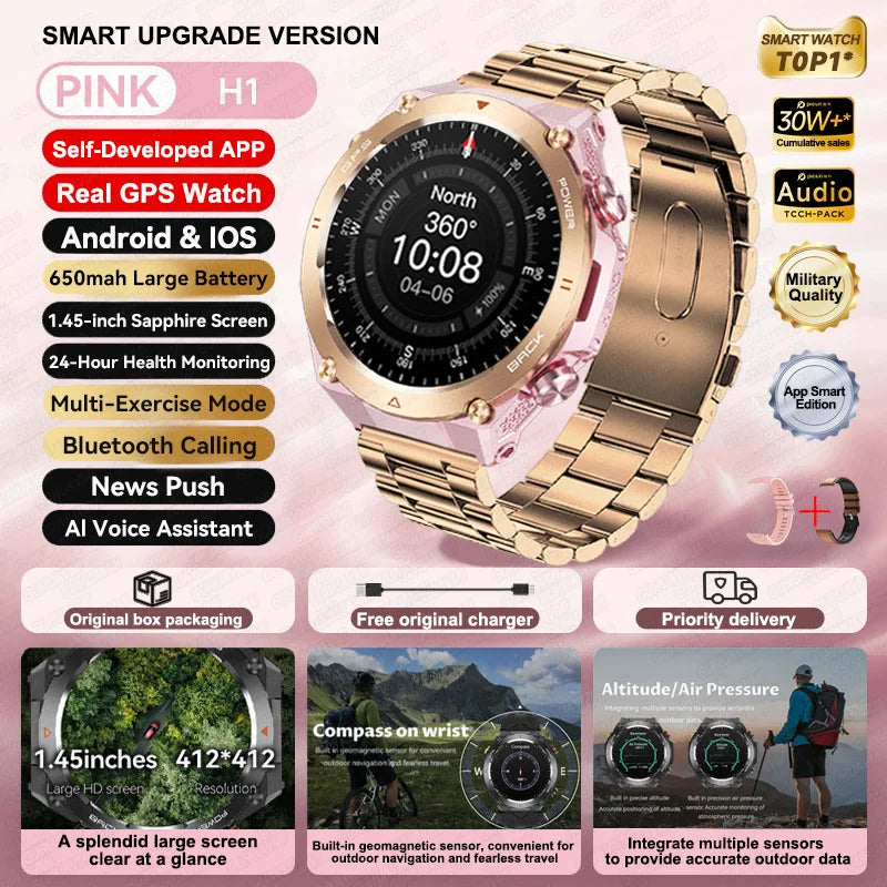 GPS Bluetooth GPS Smart Sports Watch 650mAh Battery
