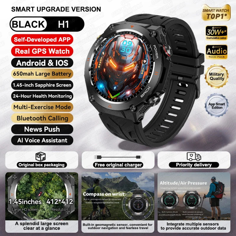 GPS Bluetooth GPS Smart Sports Watch 650mAh Battery