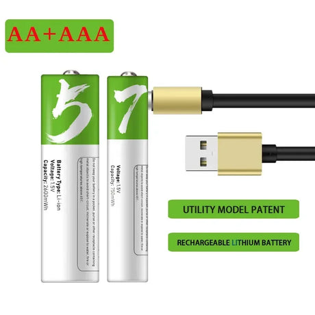 A5+A7 1.5v AA+AAA Rechargeable Battery USB type C Rechargeable Batteries BushLine   