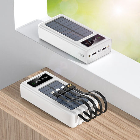 Solar Powerbank 30000mAh USB On-Board Cables solar power BushLine White 30000mAh 