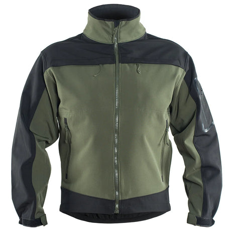 Tactical Fleece Jacket Waterproof Softshell Windbreaker Jackets BushLine OD-BK S(55-65KG) 