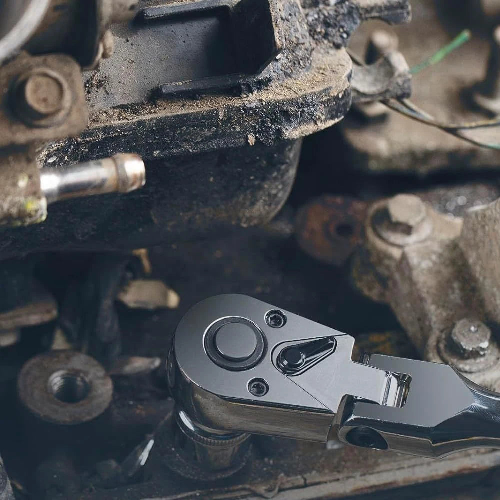 Ratchet Set 1/4" 3/8" 1/2" Drive 180° Adjustable Swivel Head tools BushLine