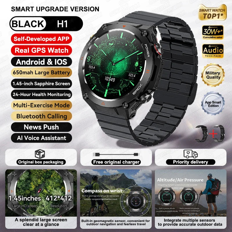 GPS Bluetooth GPS Smart Sports Watch 650mAh Battery